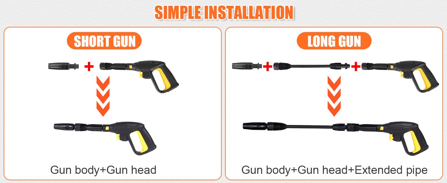YUET Kit Pistolet et Lance pour Karcher K2 K3 K4 K5 K6 K7 2320 PSI | Nettoyeur Haute Pression avec Connecteur Rapide, Buse de Pulvérisation Réglable