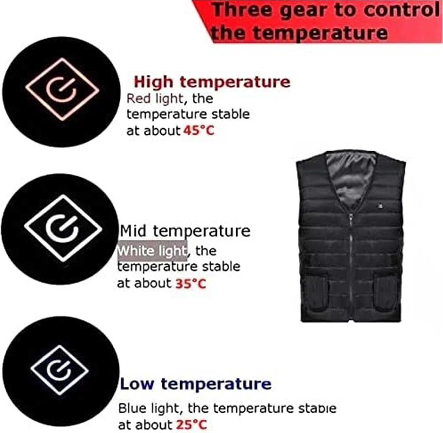 Rechargeable Electric Heated Vest, Washable Heating Clothes for Motorcycle Fishing Skiing