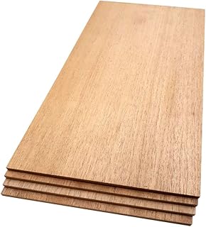 Mahogany Hardwood Planks - 4-Pack Mahogany Wood for Unfinished Wood Crafts - 1/4’’ (6mm) 100% Pure Hardwood - Laser Engraving Blanks - Exotic Mahogany Planks for Crafts and Gifts