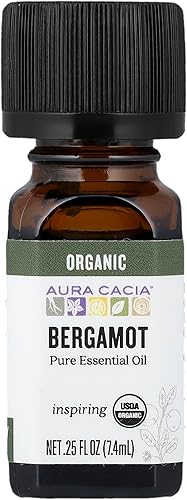 Aura Cacia Aromaterapia Aceite esencial 100% orgánico, bergamota natural, 0.25 onzas