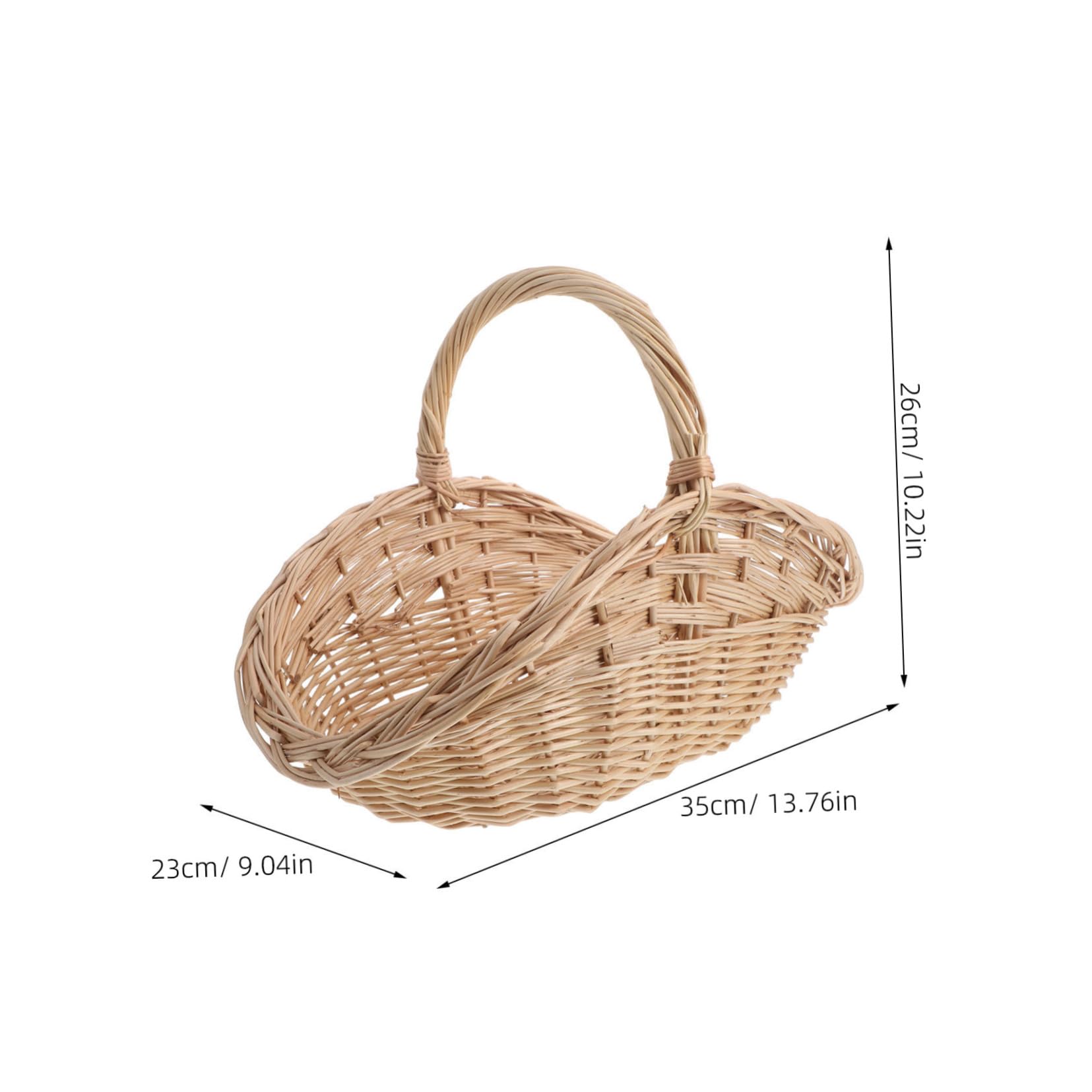 Cesta De Almacenamiento De Mimbre Tejida Mano para Guardar Frutas y Verduras Cesta Decorativa con Asa para Picnic El Jardín Organización Cocina