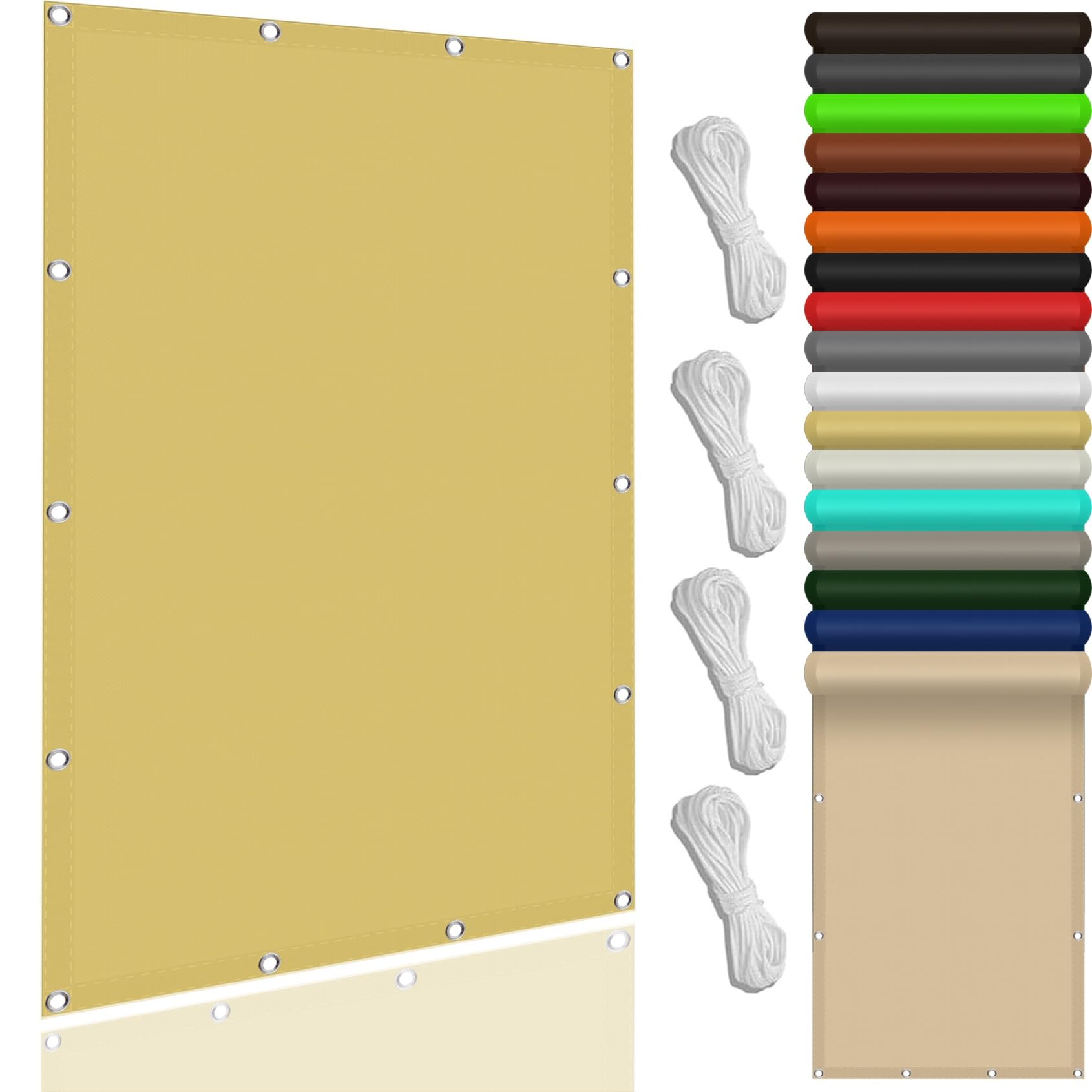 Tissu d'ombrage haut de gamme 270 x 350 cm résistant et durable couleur crème