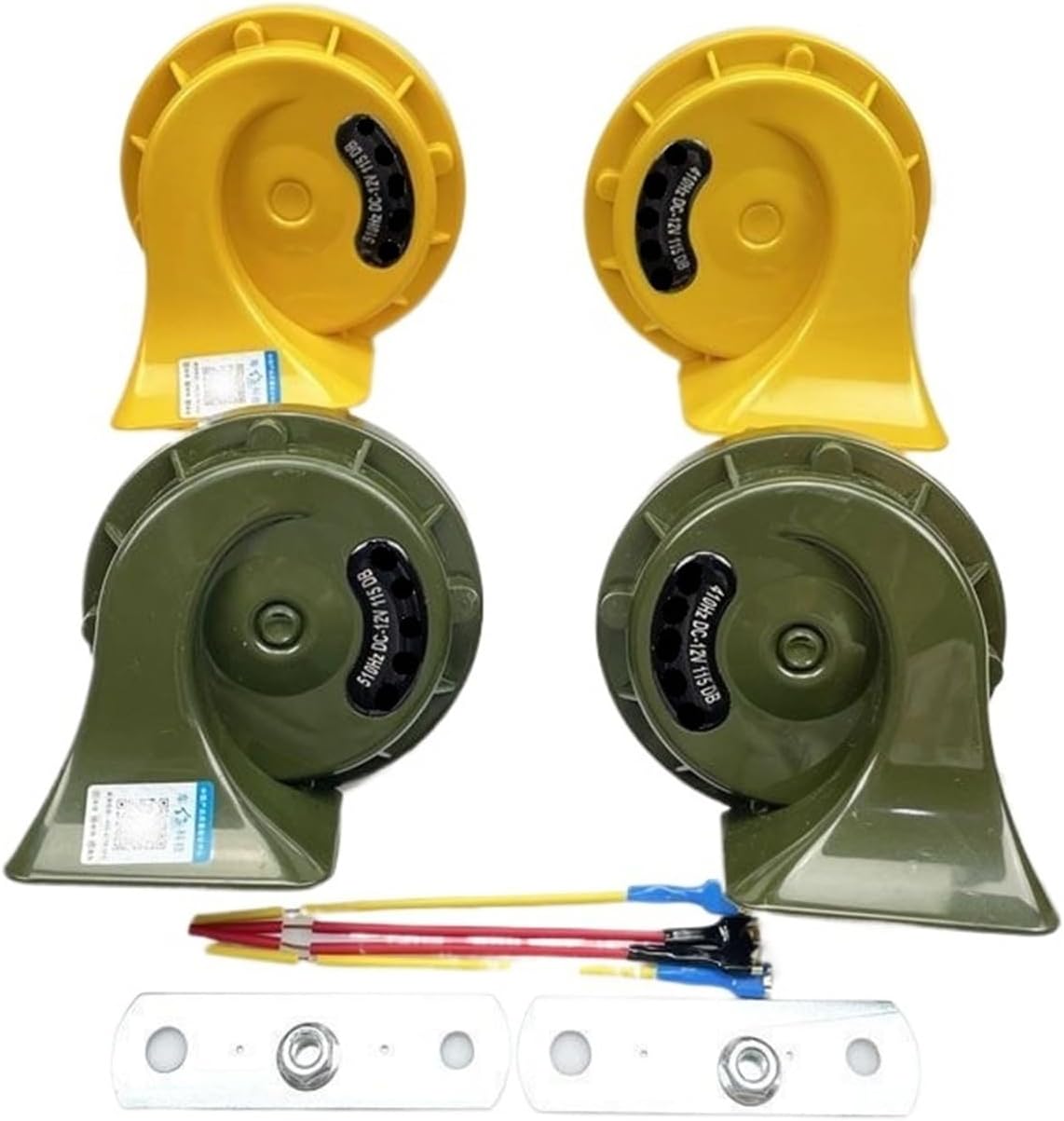 New 12V24V Snail Horn Super Loud Waterproof High And Low Double Tone For Car Truck Motorcycle(Army Green 12v pair)