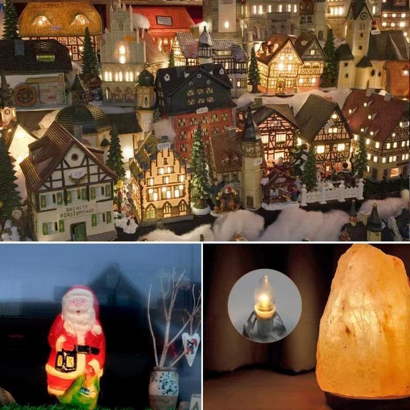 Miniatura 8 de Paquete de 4 accesorios de luces con 4 bombillas LED C7, repuesto de cable de lámpara con clip, base de candelabro E12, cable blanco con interruptor