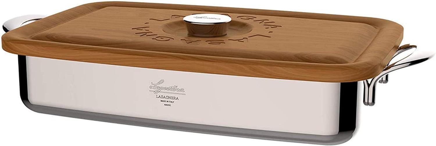 Lagostina Heritage Lasagera with Wooden Lid, Stainless Steel