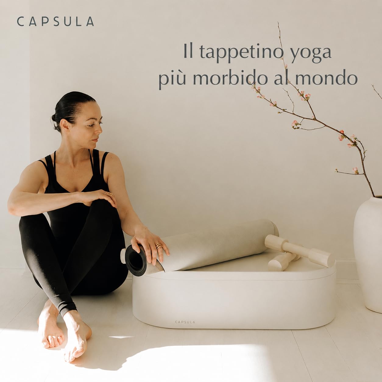 Capsula Tappetino Yoga Premium Extra Lungo (200 cm), 3 mm, Antiscivolo – Effetto Camoscio Vegano & Gomma Naturale, Supporto per le Articolazioni, Tappetino Yoga Design per Studio e Casa