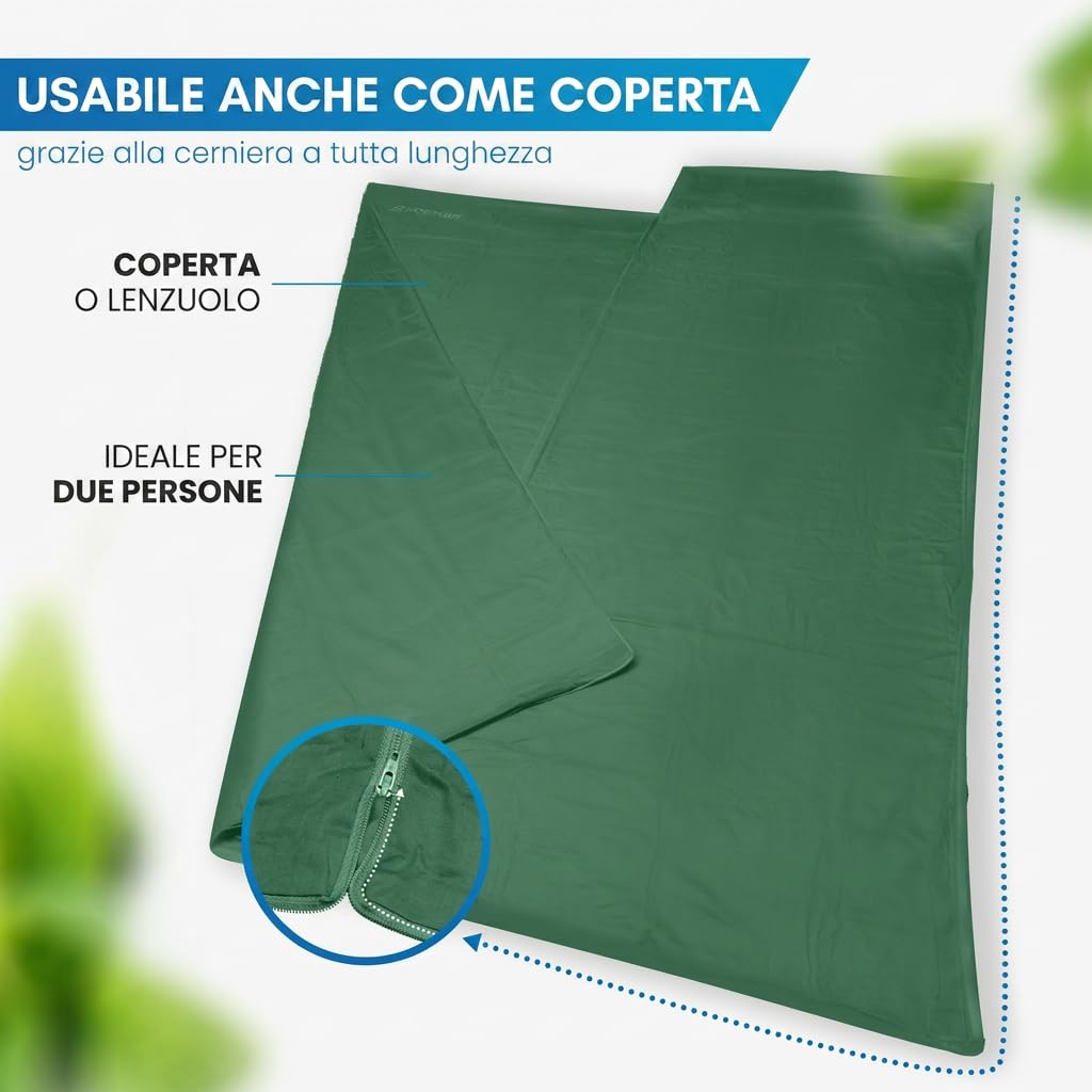 NORDMUT® Sacco a Pelo estivo in Microfibra o Cotone – Sacco lenzuolo da viaggio Traspirante - Piccole Dimensioni e Extra Morbido - con Scomparto per Cuscino