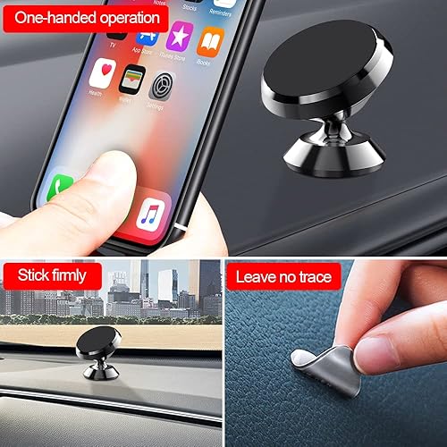 Miniatura 3 de Paquete de 3 Soporte magnético para teléfono con placas de metal negro, soporte para teléfono celular adhesivo resistente para automóvil integrado