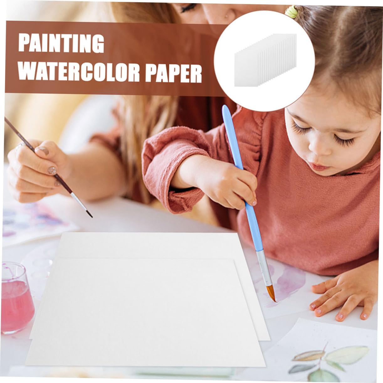 OSALADI Papier Aquarelle Épais 160g, Grain Grossier, 8k, 100 Feuilles, Blanc, pour Peinture à L’eau et Techniques Variées, 2 Paquets
