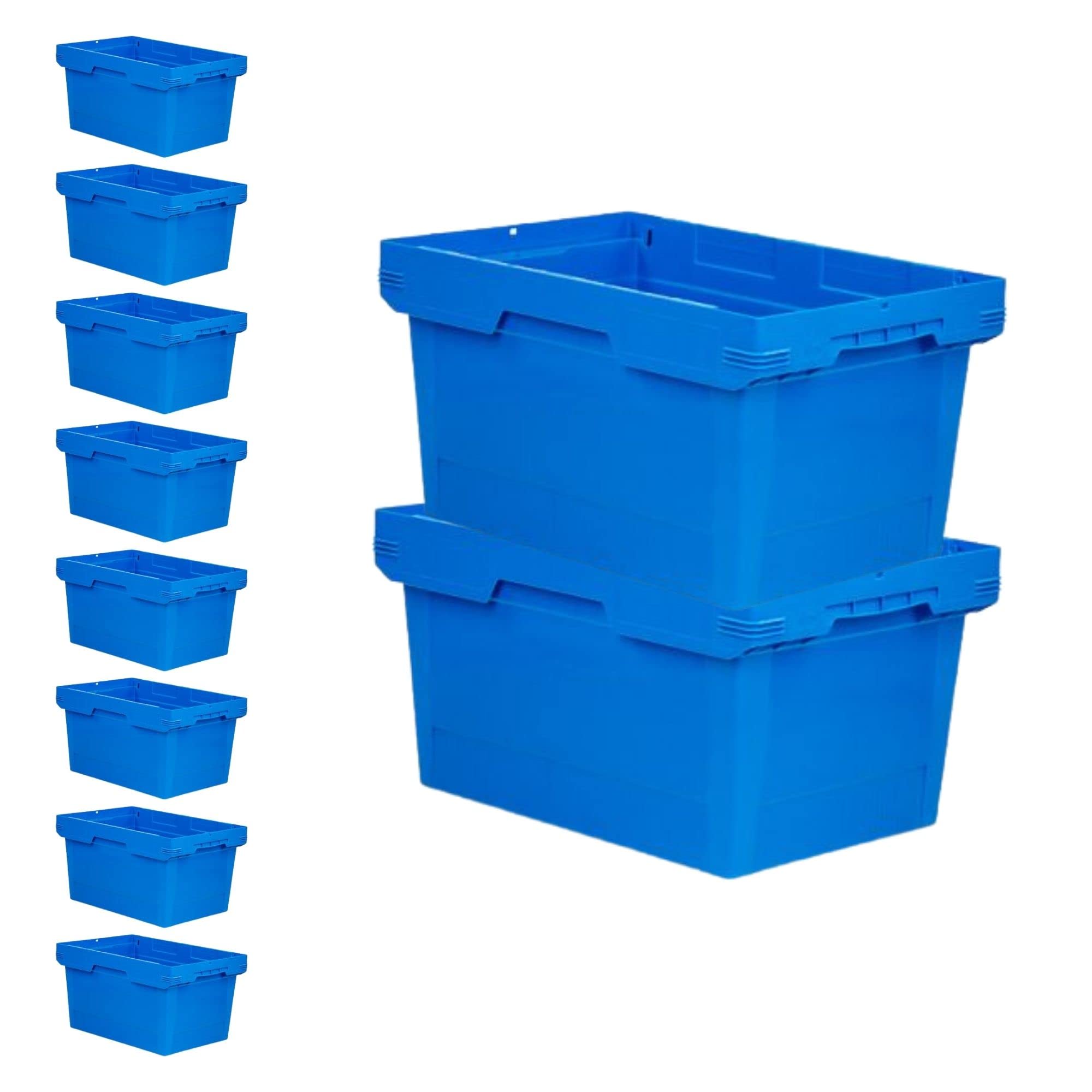 PROREGAL SET SUPER ÉCONOMIQUE 10x Bac de transport conique empilable bleu | HxLxP 32,3x40x60cm | 58 litres | Bac Euro, Eurobox, boîtes de rangement, empilables, caisse de transport