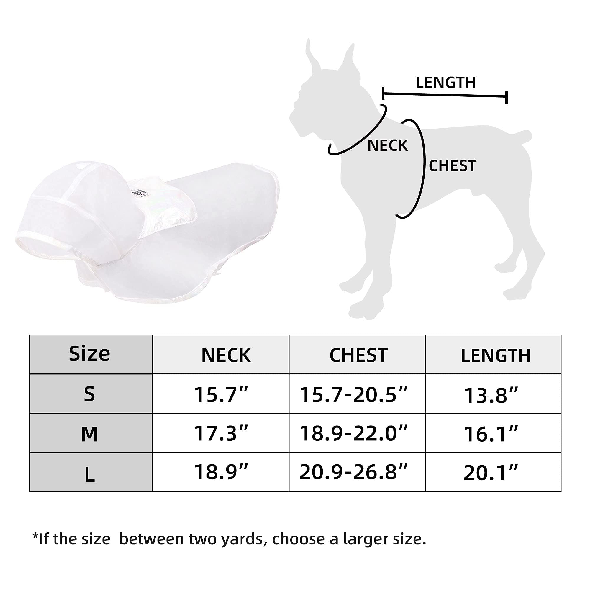 Imperméable pour Chien, léger et Respirant, Portable, Compressible, Transparent pour Chien, Veste de Pluie pour Chiots, Combinaison de Pluie, Poncho (L)