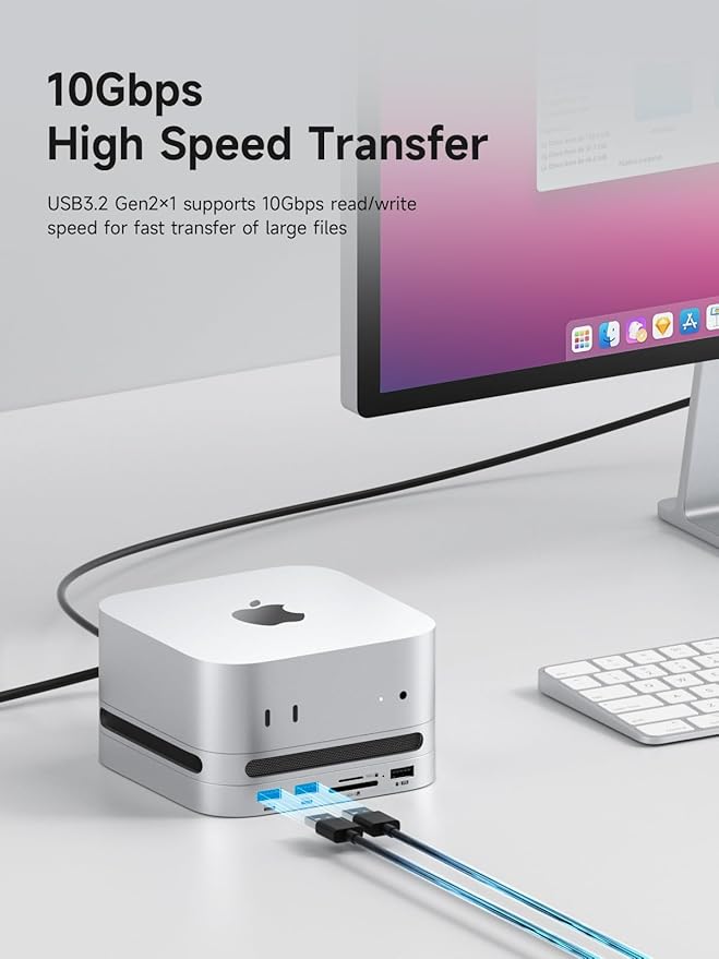 Hagibis Hub para Mac mini M4 con Enclosure M.2 SSD y Base miniatura 4