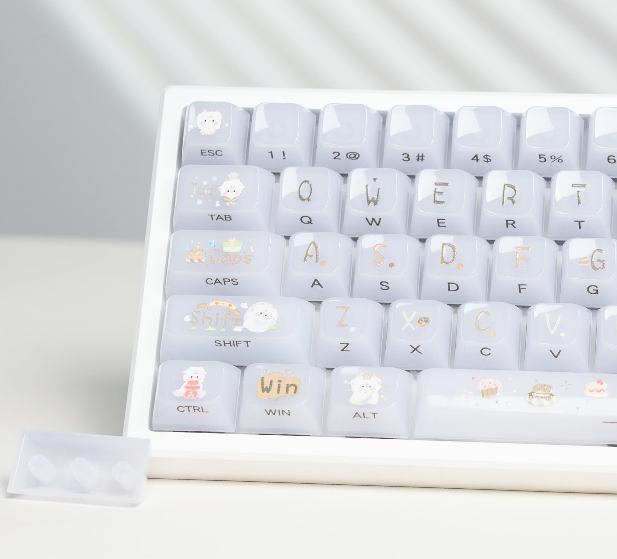 Womier White Jelly Keycaps, Ceramic Keycaps Style Clear Keycap
