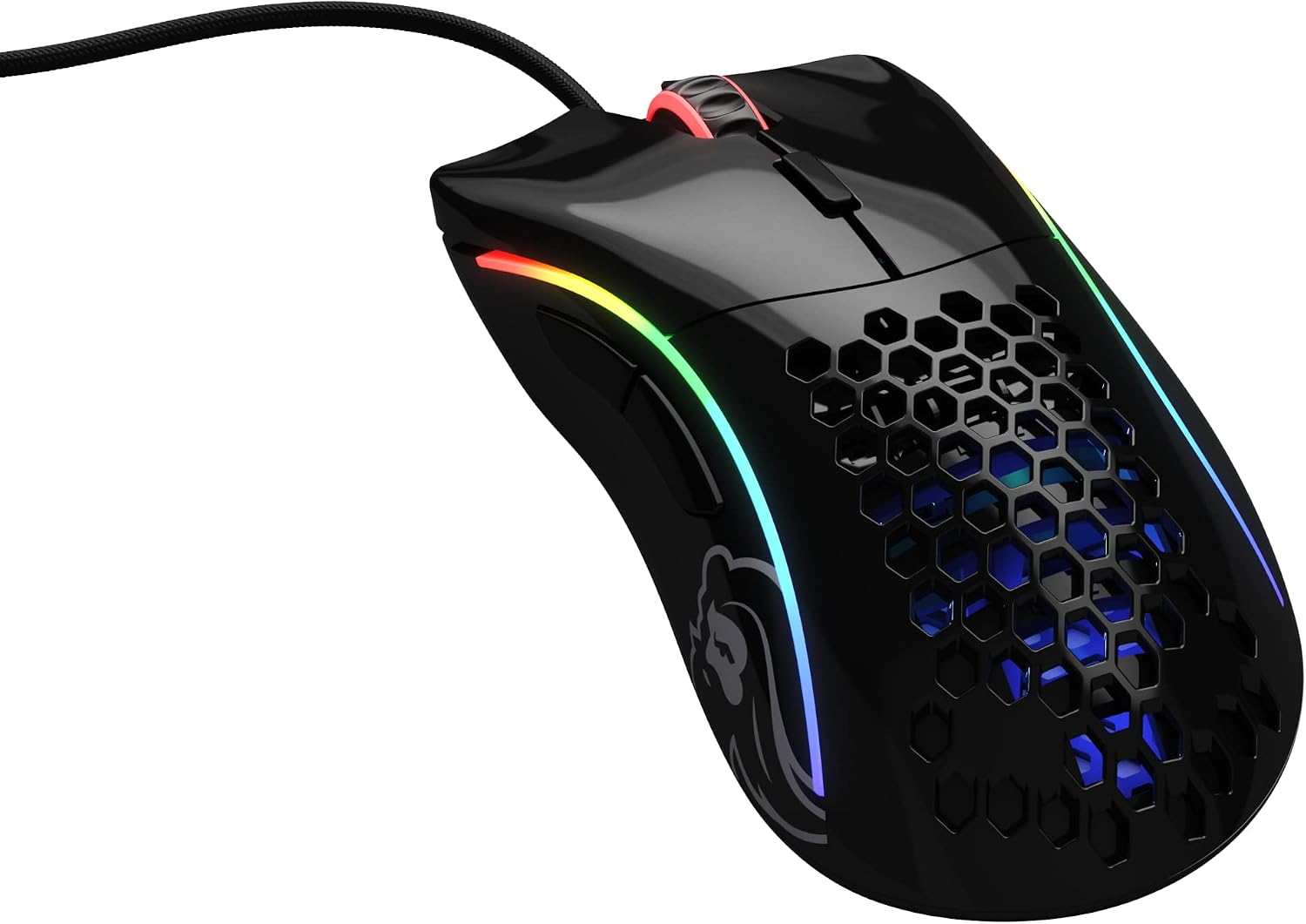 Gaming Model D Wired Gaming Mouse - 68g Superlight Honeycomb Design, RGB, Ergonomic, Pixart 3360 Sensor, Omron Switches, PTFE Feet, 6 Buttons - Glossy Black