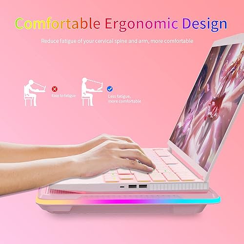 Miniatura 8 de NACODEX Almohadilla de enfriamiento RGB para laptop con 3 ventiladores LED silenciosos y control táctil para laptop de 15.6 a 17 pulgadas, enfriador