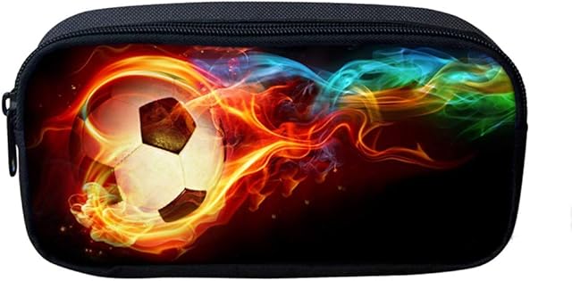 Showudesigns Children Erasers Pencil Case Box Fire Soccer Unique Print