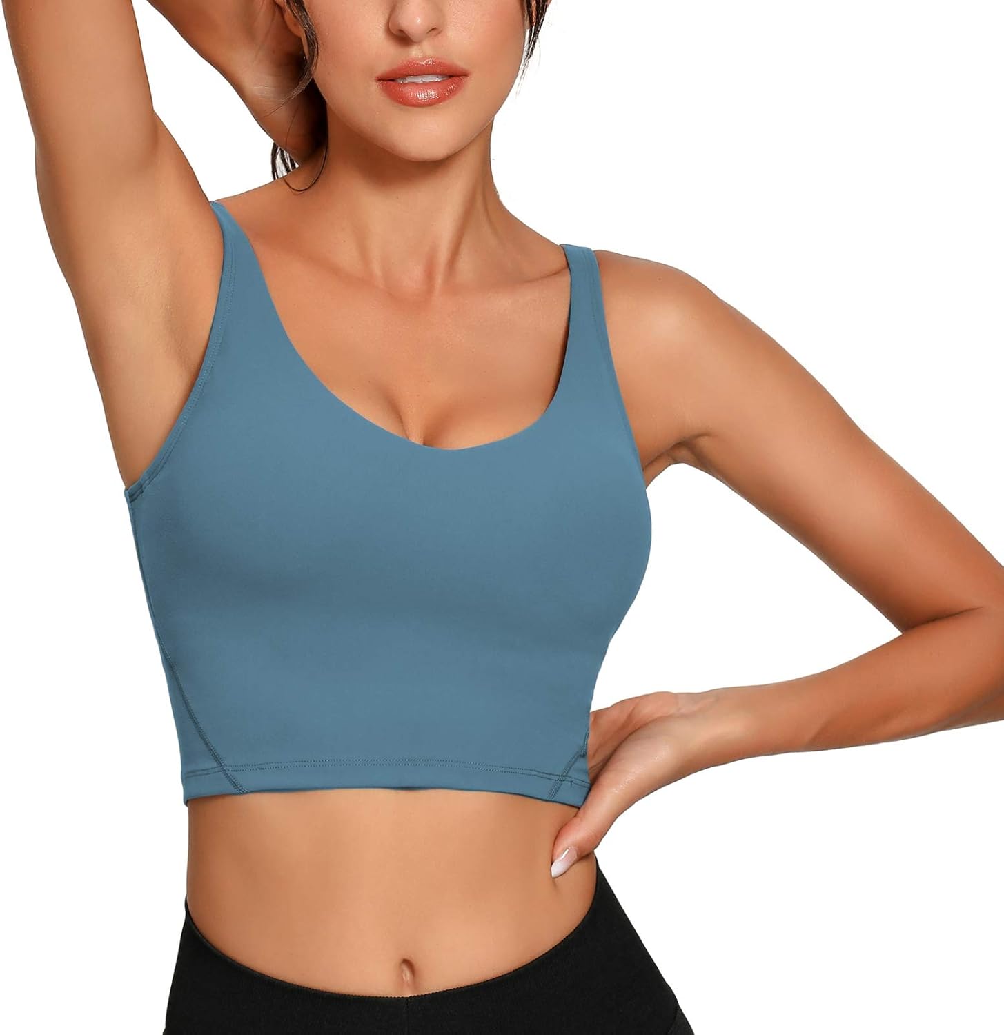 Lemedy Women Sports Bra Longline Crop Tank Top Padded Workout Running Yoga - Image 4