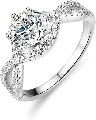 Half Eternity Band Engagement Bands White Gold with 1ct Moissanite, Infinity Antique Promise Rings for Women, | Size 4-11