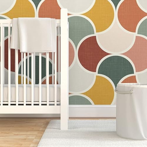 Miniatura 6 de Spoonflower Papel tapiz autoadhesivo de 6 x 2 pies, tonos geométricos bohemios, terracota, rojo óxido, rubor, rosa, verde salvia, desierto, colores