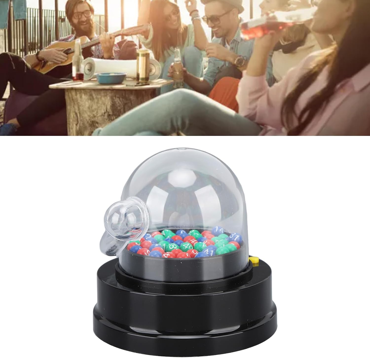 Electric Shake Lucky Ball Machine, Portable Lucky Slot Machine Transparent Case Fortunate Ball Bingo Equipment with Balls for Game Party image 4