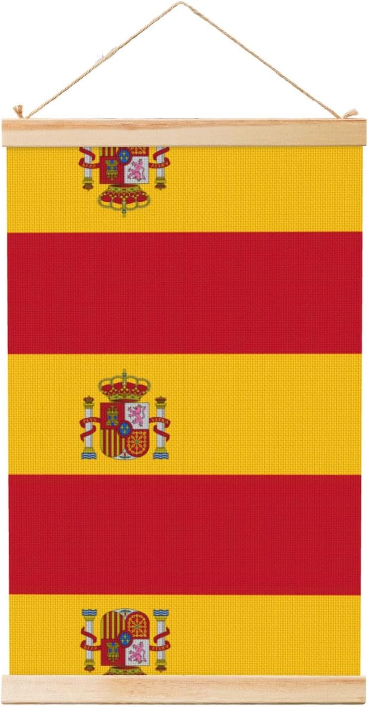 Spanish Flag Print Poster Hanger,Hanging Poster, Poster Frame,Wood Poster Hanger, For Wall Hanging