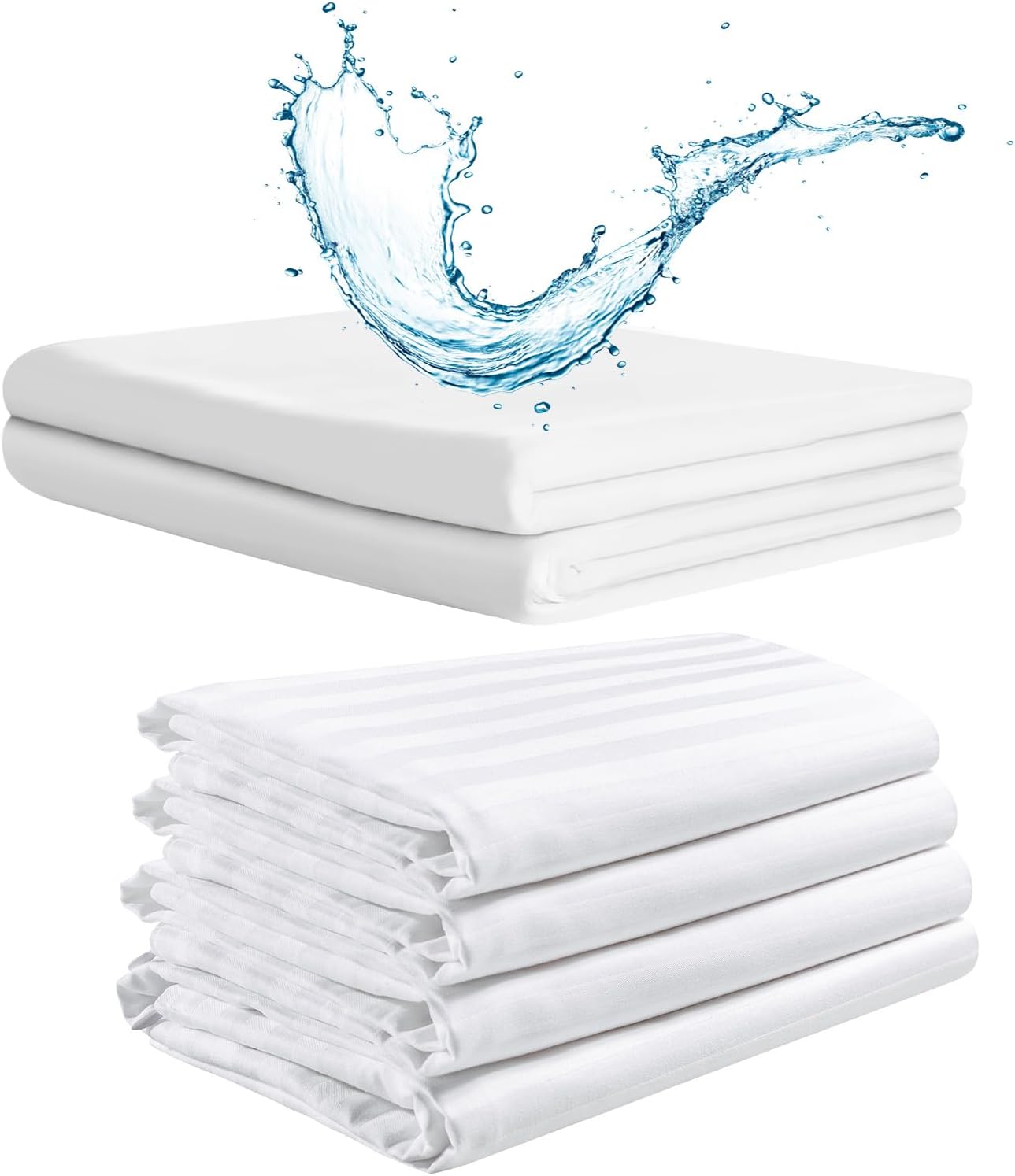 Pillow Protectors Queen Size Pillowcases with Zipper+Waterproof Mattress Protector King Size