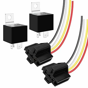 JD1912 حزام ترحيل السيارة 12V 40A 4 Pin SPST JD1914 12V 40A 12AWG 4Pin SPDT مقابس تسخير مع أسلاك تحمل علامات ملونة لشاحنة السيارات والشاحنة وقارب الدراجات النارية 12V-4Pin، 2Set