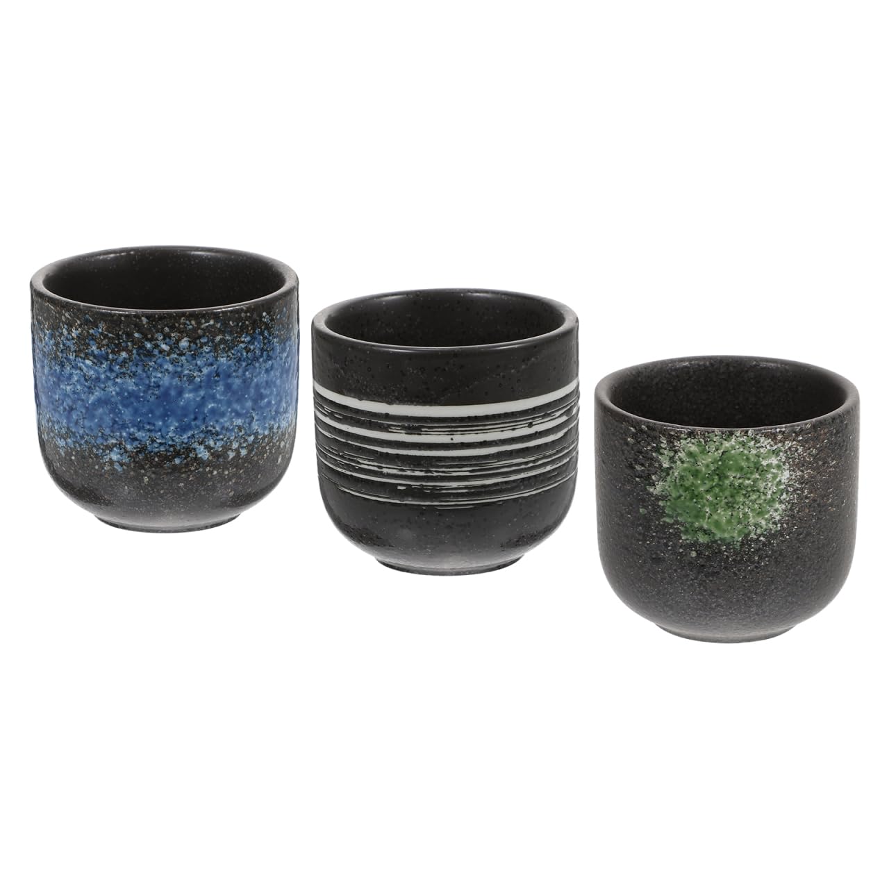 Taza de té de cerámica japonesa taza de té: 3 tazas de té vintage pequeñas tazas de loza tradicional sin mango tazas de té asiáticas para el hogar cocina 200 ml