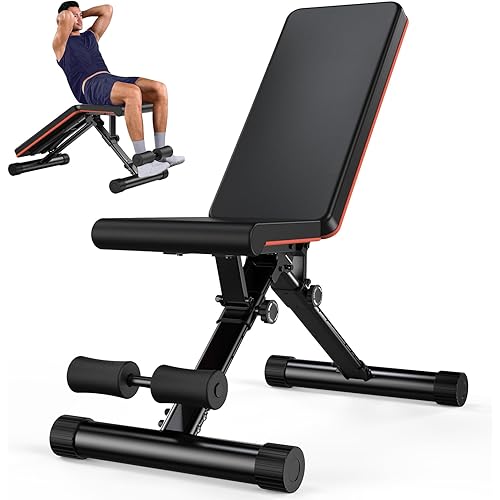 Sweetcrispy Adjustable Weight Bench for Home Gym, Foldable Incline Workout Bench Press with 795 LBS Weight Capacity, Strength Training Fitness Equipment for Full Body Exercise