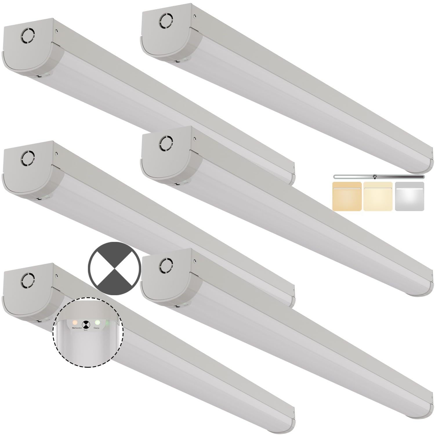 6 Pack 4FT LED Linear Strip Emergency Stairwell Light 3 CCT Selectable 20W 40W 2500lm 5000lm Battery Backup