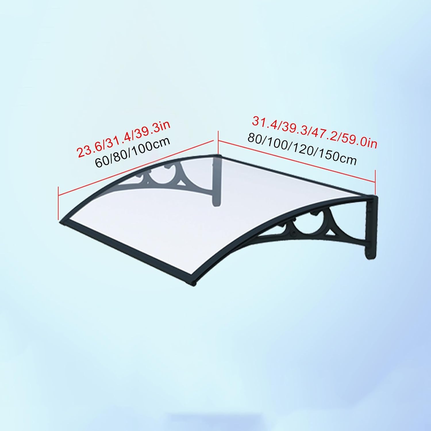 Front Door Canopy, Window Awning Outdoor, Awning for Patio,waterproof Sun Shade,Polycarbonate Cover Front for Outdoor Sun Protection, Rain Protection,Protection Hollow Sheet(Clear,60x80cm/23.6x