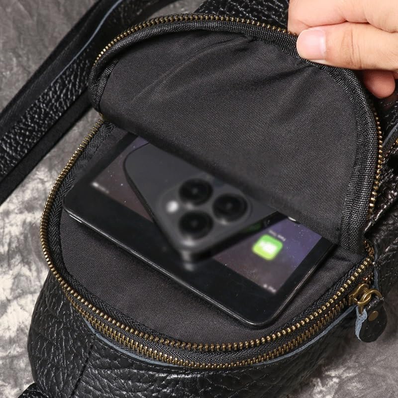 Men's Genuine Leather Chest Bag Cycling Small Backpack Versatile Casual Crossbody