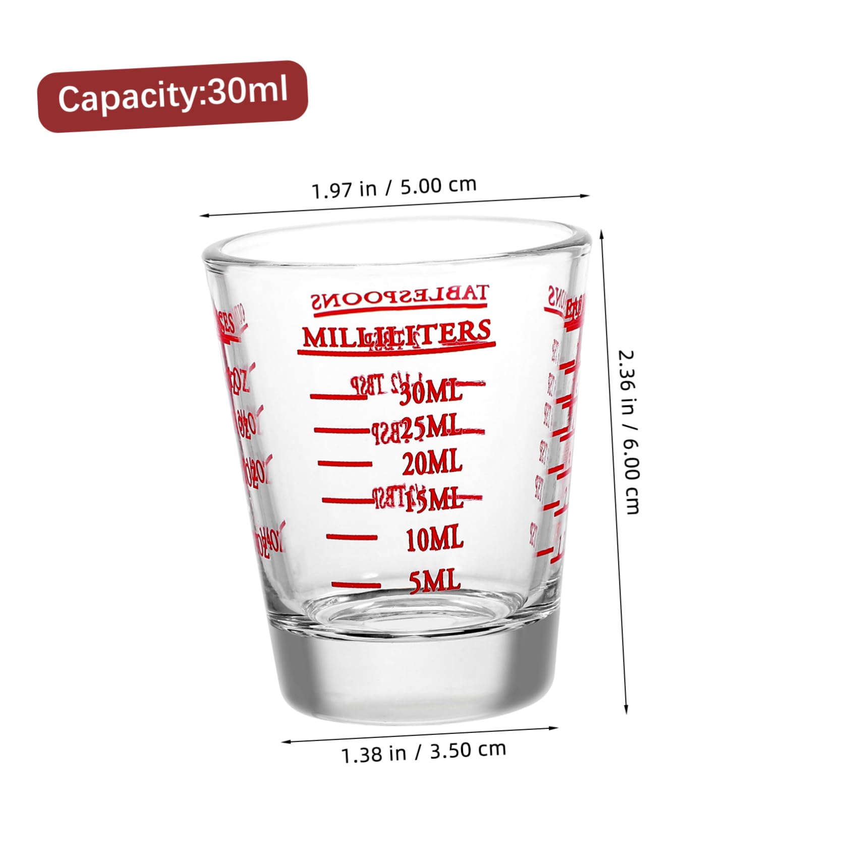 Set di 8 Misurini in Vetro 30ml Doppia Scala per Cucina