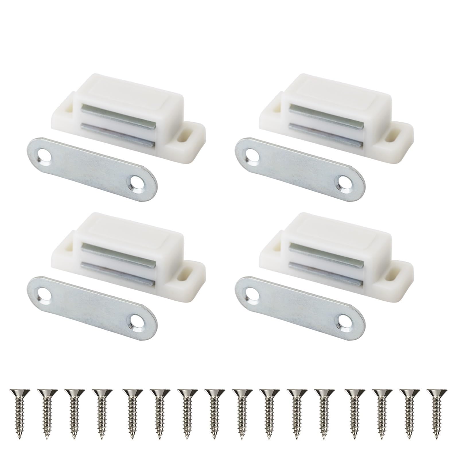 ZONSHJDKR Magnetic Latches Cupboard Kitchen Furniture Cabinet Door Latch Closures White Plastic Strong Powerful Magnet Catch