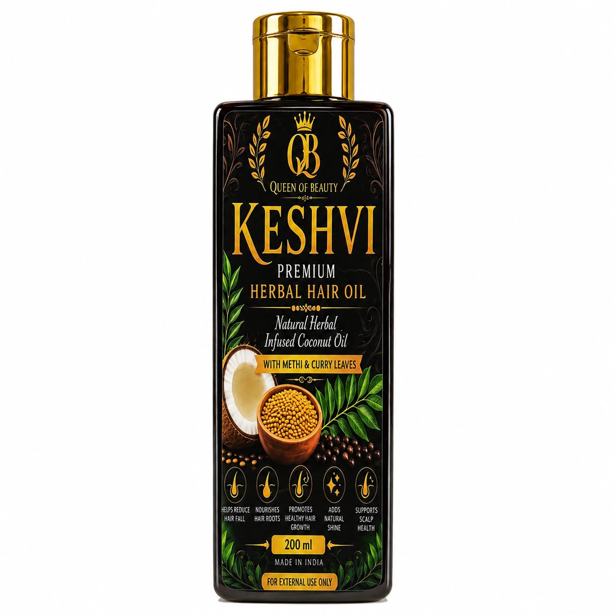 KESHVI Herbal Hair Oil with Coconut Oil, Methi & Curry Leaves 200ml | Nourishes Scalp & Hair, For Men & Women, Methi & Curry Leaves, 200 ml-image-30