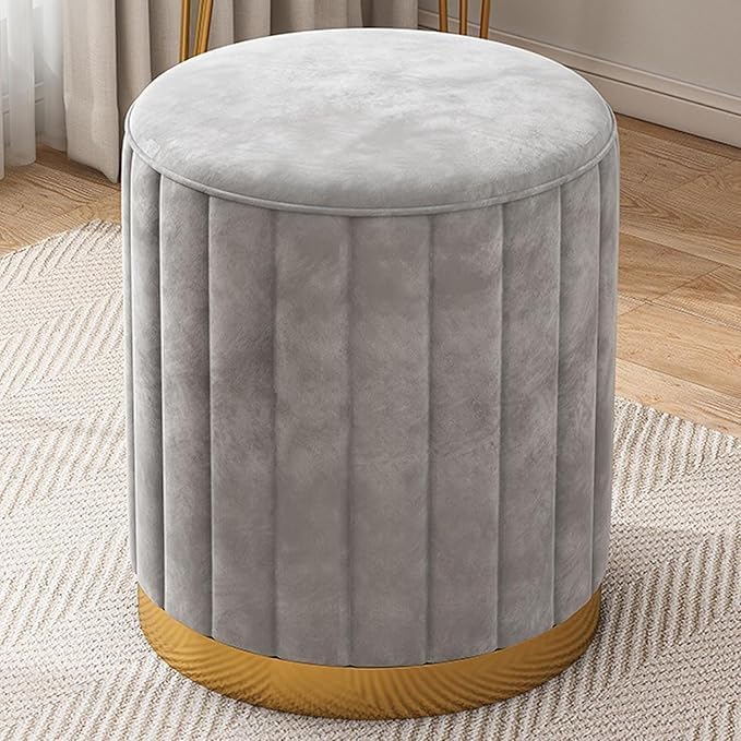 Puffy Footstools and Stools for Interior Design: Sitting Ottoman Pouffes Ottoman Stool for Office and Living Room Furnishings Grey-image-44