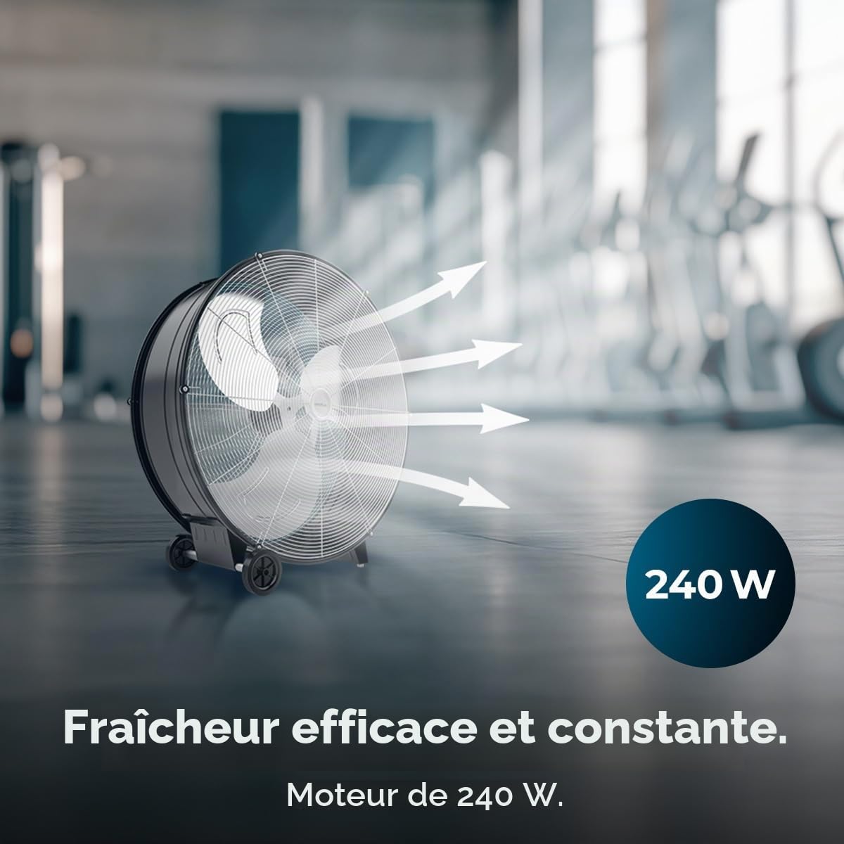 Cecotec Ventilateur de Sol Industriel Proindustry 3000, 240W, Diamètre 76 cm, 3 Vitesses, Pales en Aluminium, Débit d'Air 10473,3 m³/h, Design Transportable, Grille de Protection, Facile à Utiliser