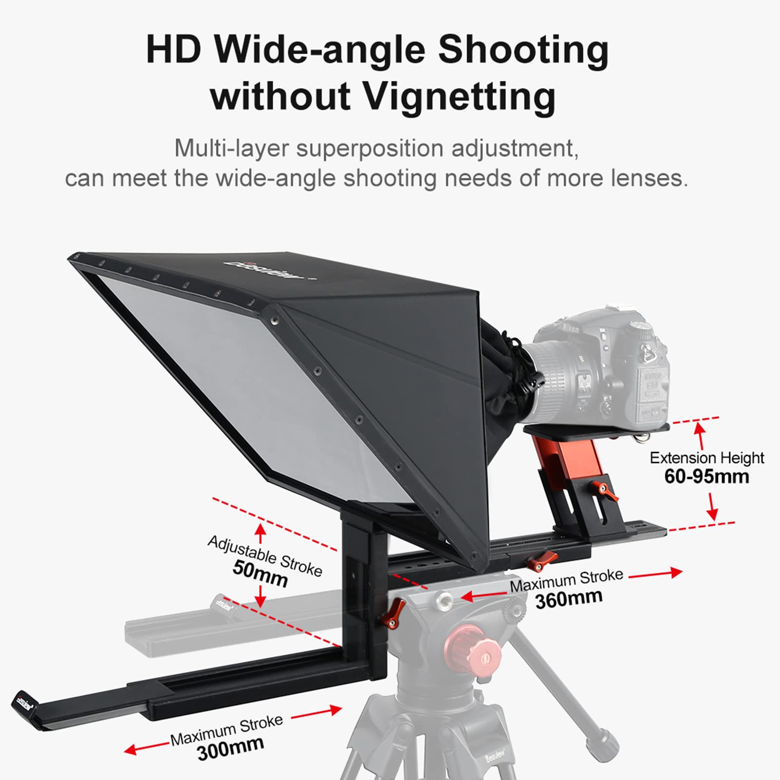Jemora TP170 Tragbarer Teleprompter Prompter Smartphone/Tablet/DSLR-Kamera Universal mit Fernbedienung Tragetasche für Interview Bühne Rede Live Streaming Online Video Vlog
