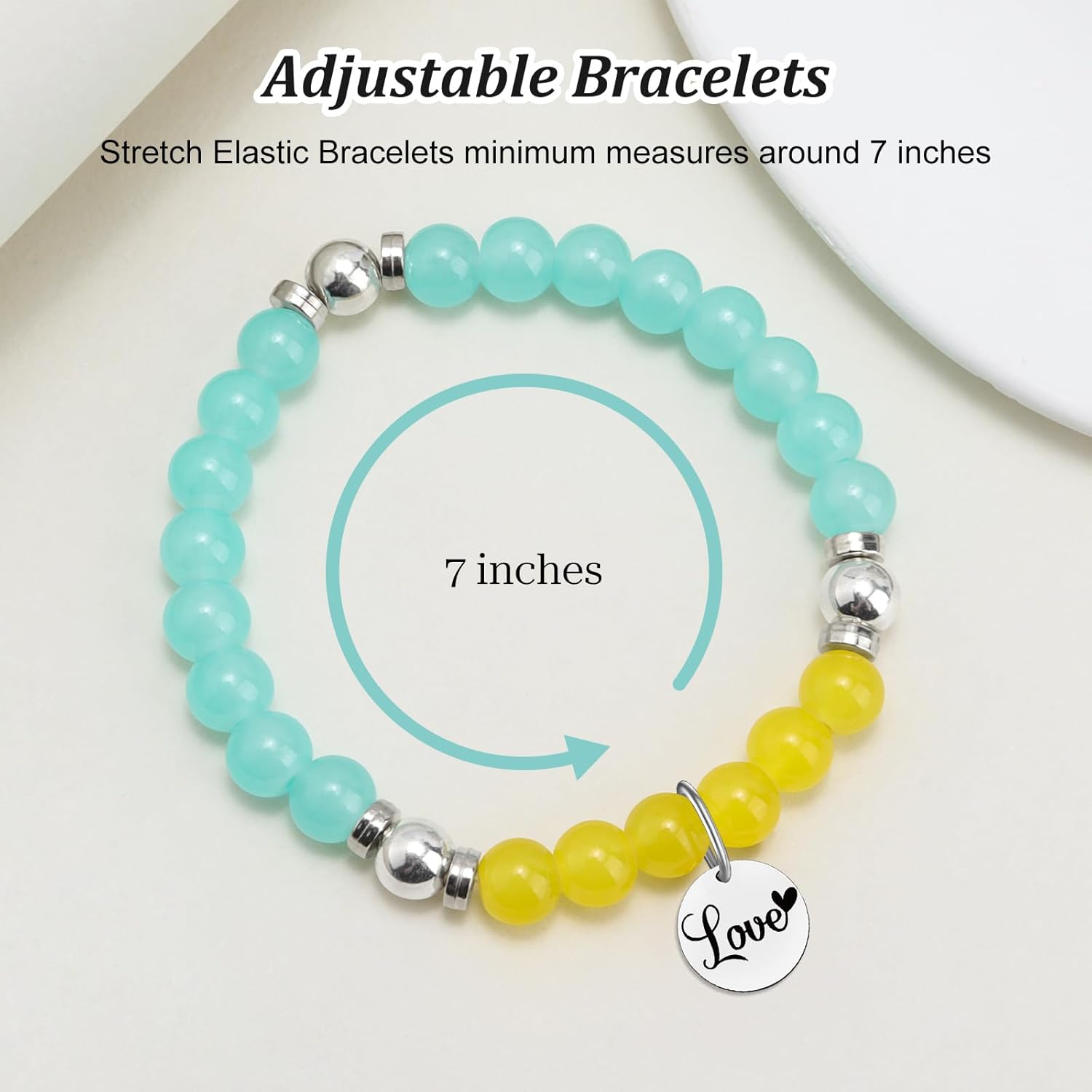 Wife Beads Bracelets from Husband Anniversary Romantic Gifts for Her Girlfriend Beaded Bracelets for Women Girlfriend Wife Birthday Gifts Valentines Christmas Mothers Day Present Stretch Jewelry - Image 3