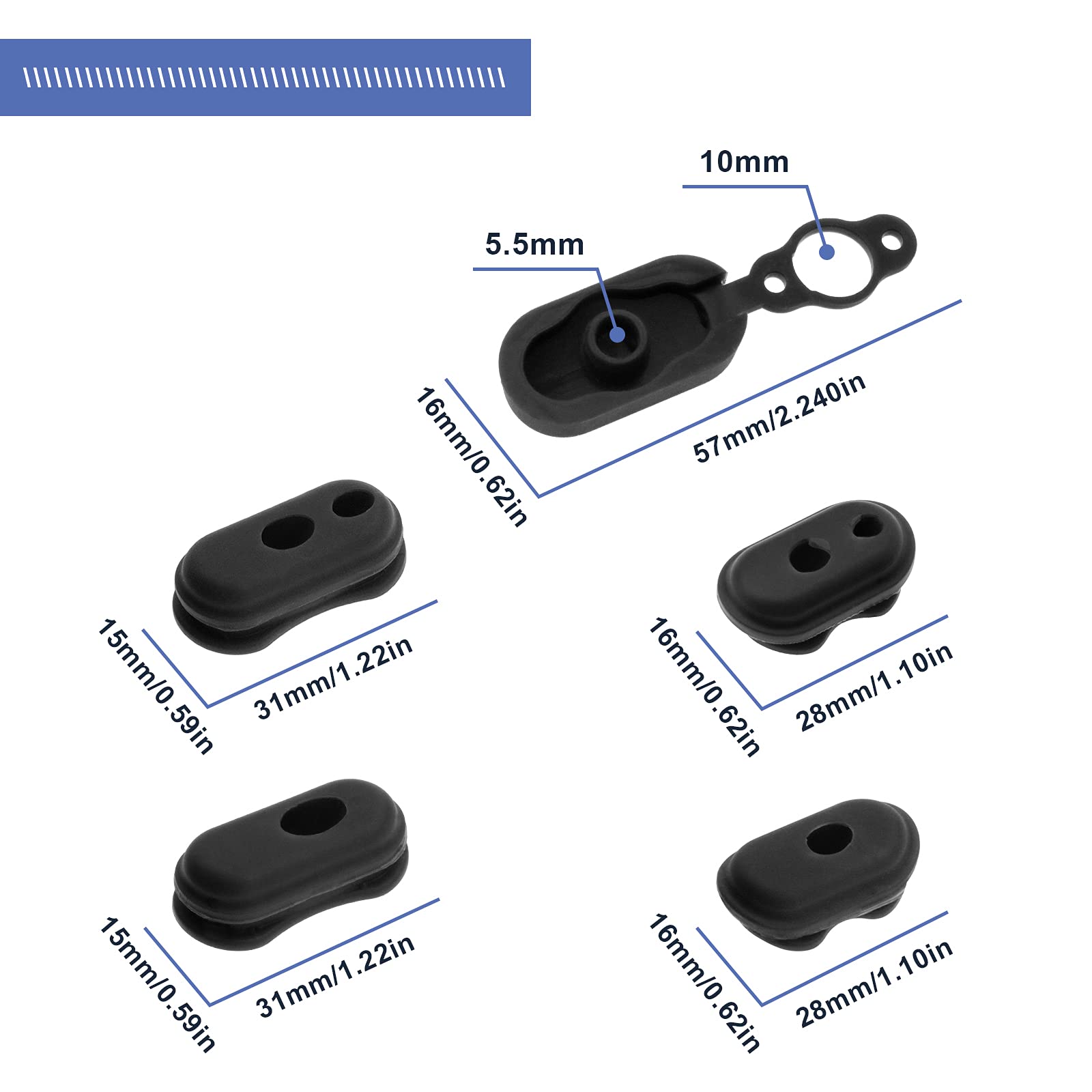 5er-Set Ladeanschlusskappen Für Elektroroller – Wasserdichte Silikon-Abdeckung + 1m Kabelschutz, Kompatibel Mit Xiaomi 1S/M365/Pro