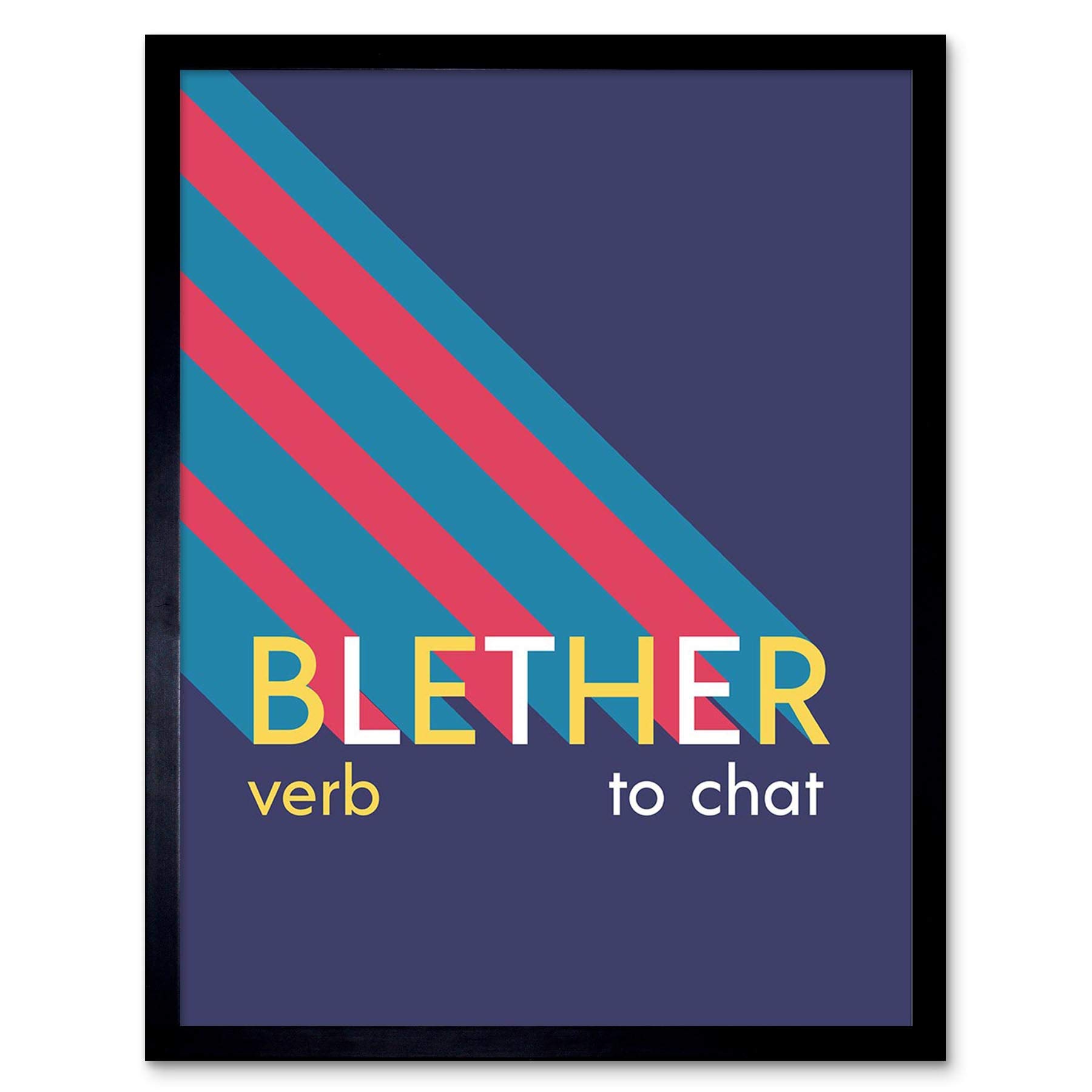 Wee Blue Coo Scottish Definition Blether Art Print Framed Poster Wall Decor 12X16 Inch