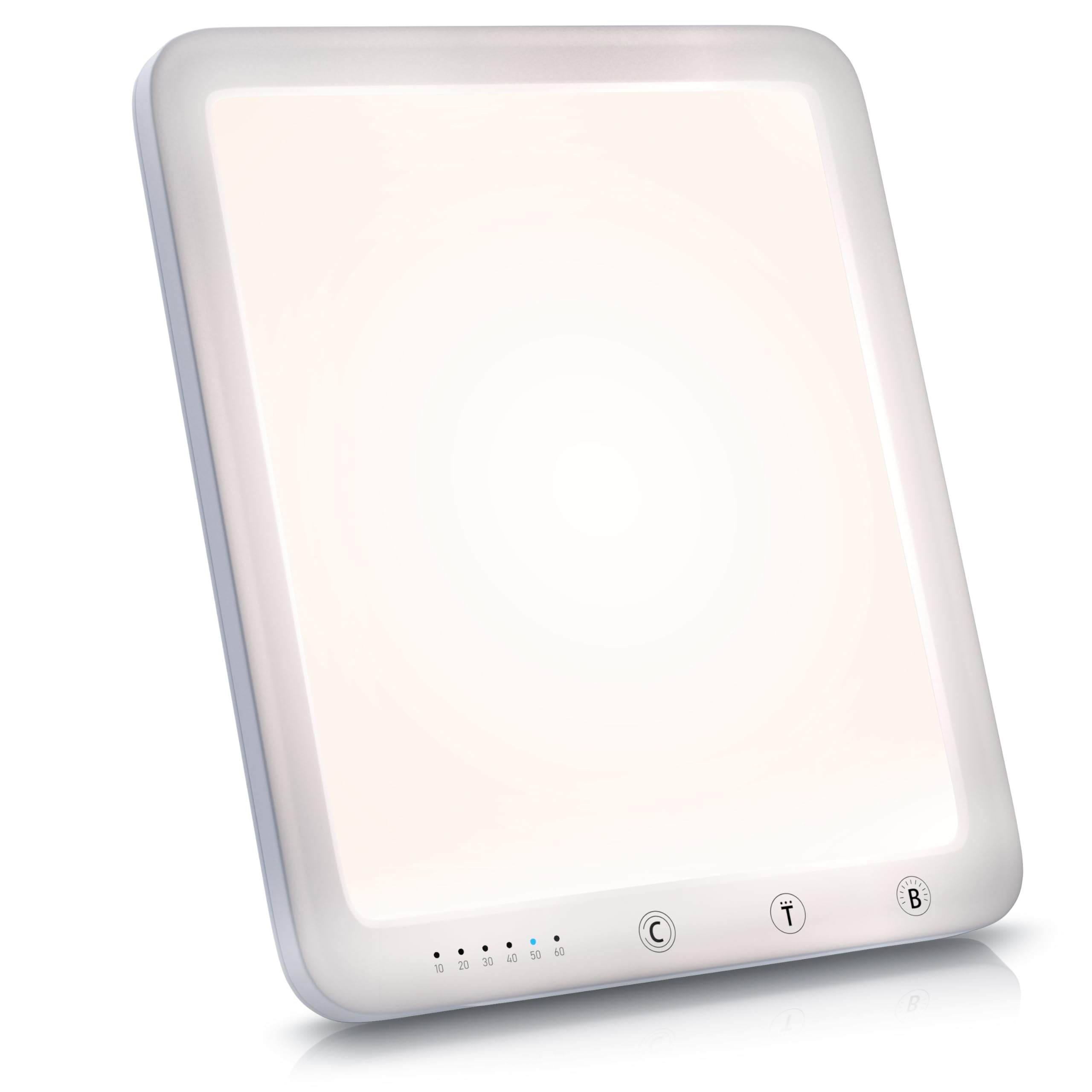 CSL Tageslichtlampe 10000 Lux dimmbar LED Lichttherapie Tageslichtleuchte 5 Helligkeitsstufen 3 Lichttemperaturen Timer