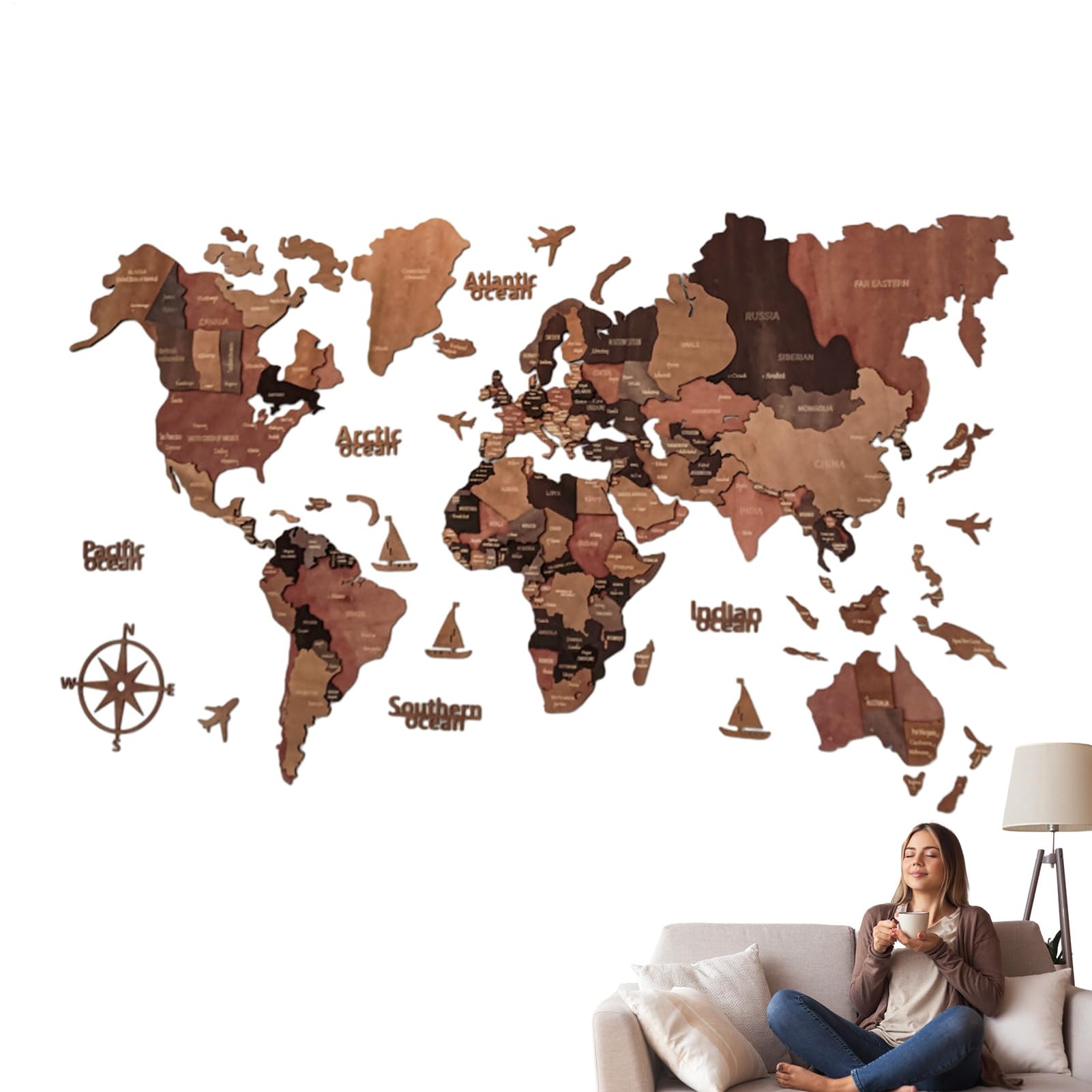 Allgemeine Weltkarte Wanddekoration, Reise Karte Für Die Wandkunst Aus