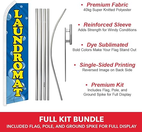 Miniatura 2 de Laundromat Swooper - Kit de bandera y poste publicitario, perfecto para servicios de lavandería, lavanderías, lavanderías, tintorerías