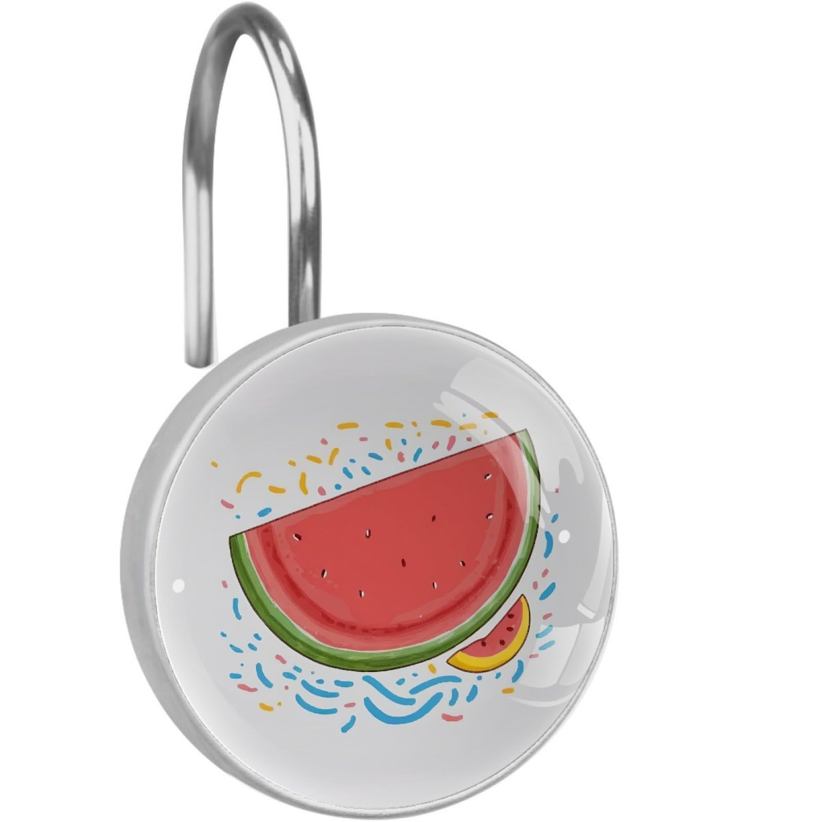 VAPOKF Decorative Shower Curtain Hooks, Fruit Watermelon Rustproof Stainless Steel Shower Curtain Rings for Bathroom, Shower Curtain Hangers for Shower Rod, 12 Pack