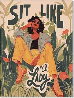 Vintage Boho Wall Art Sit Like A Lady Poster For Ladies Room Decor-Bold Feminist Art Canvas Print Picture For Apartment Dormitory Home Living Bedroom Decor