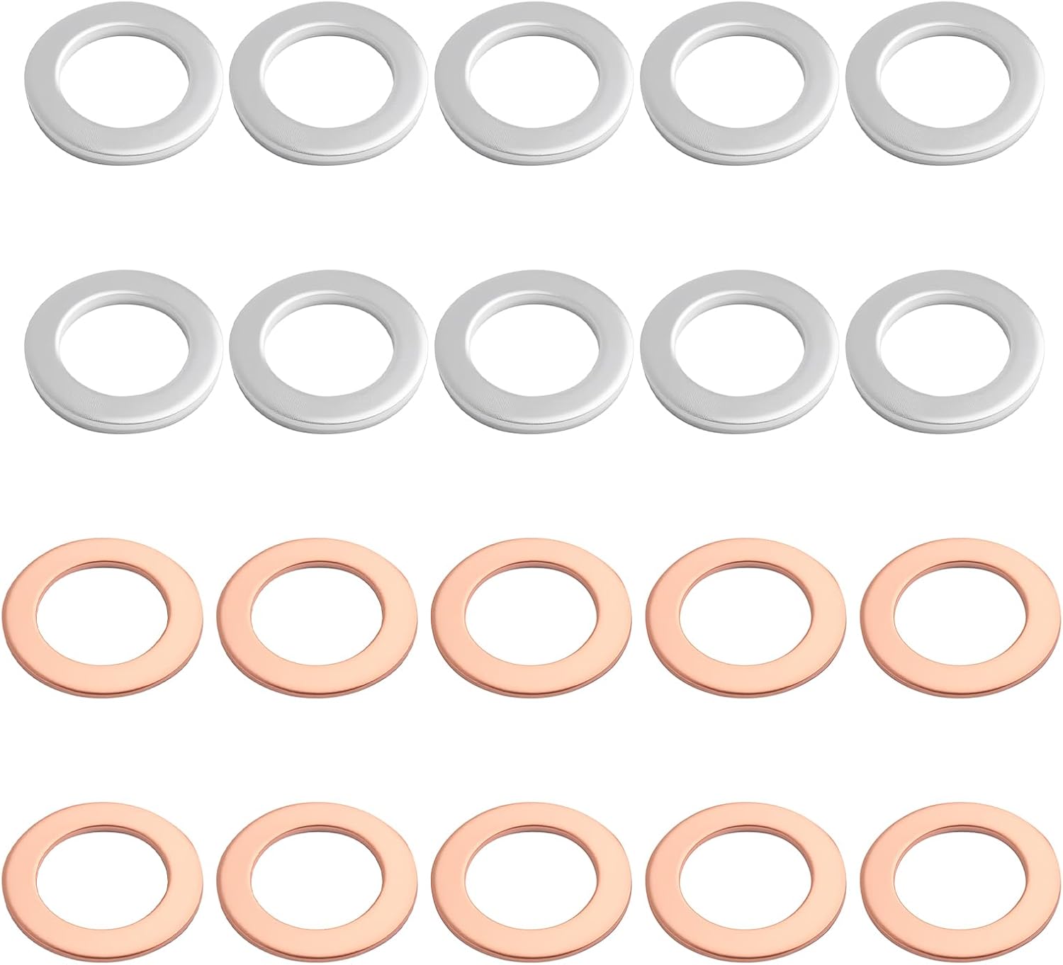 20PCS M14 Car Oil Drain Plug Gasket,Copper/Aluminum Car Oil Plug Crush Washer Provides Good Seal,Professional Cars Oils Drain Plugs Washer Replacement Cars Accessories