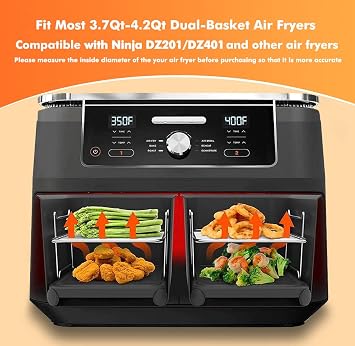 Dual Basket Air Fryer Accessories, Fit for Ninja Dual Air Fryer DZ201,DZ401