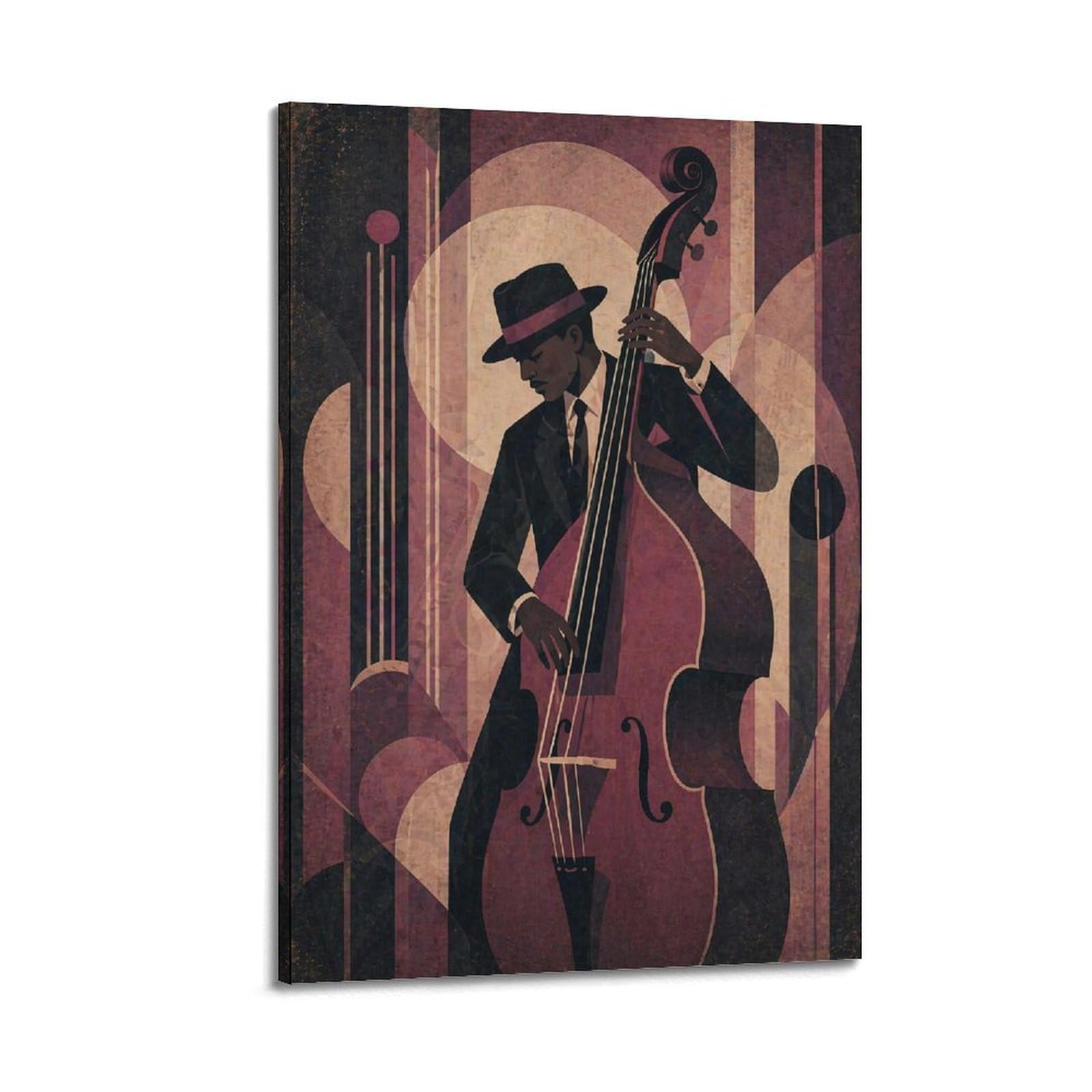 OKNGB Vintage Double Bass Jazz Bass Music Poster Decorative Painting Canvas Art Picture 20x30inch(50x75cm)