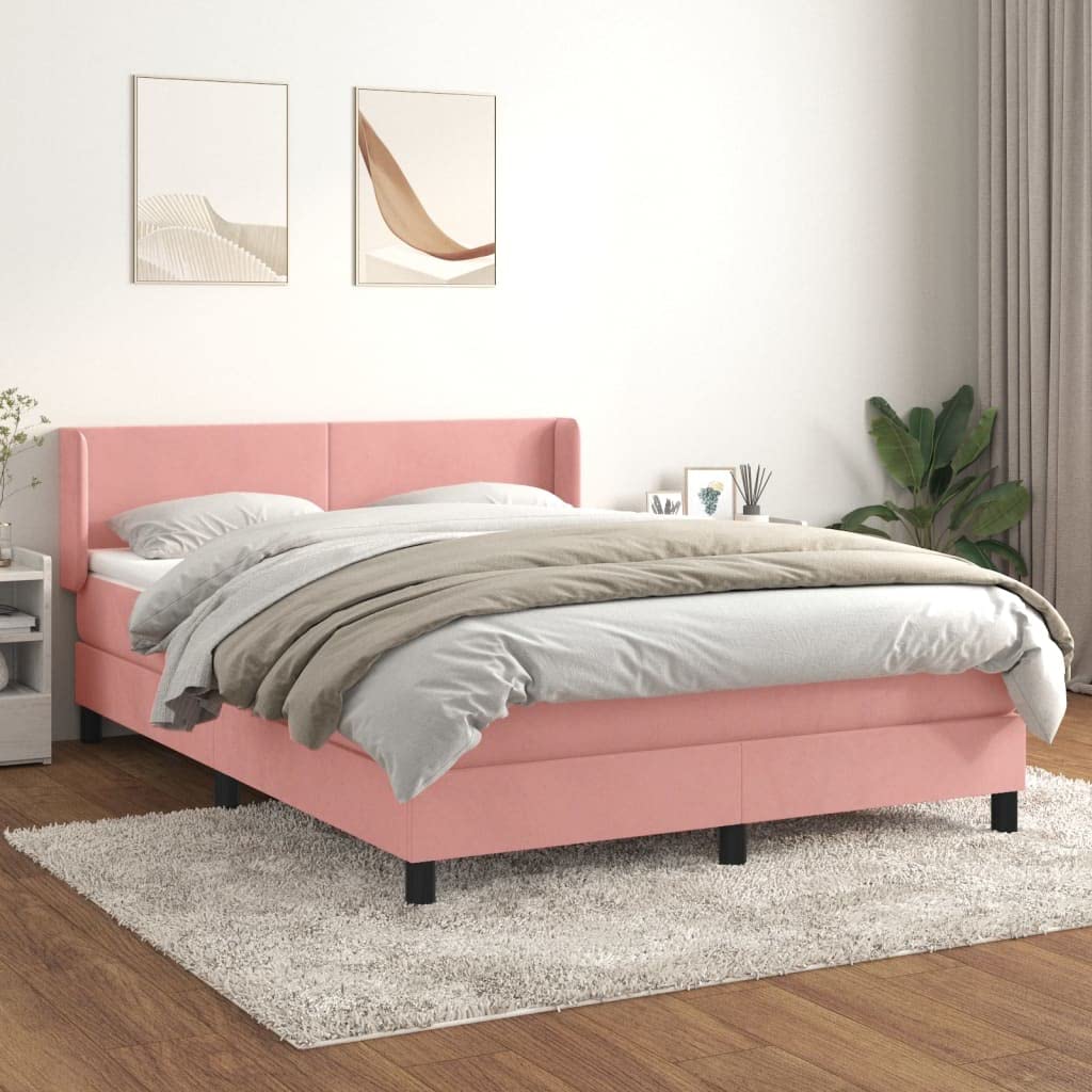 Velluto Rosa a Molle Insacchettate Pieghevole 140x200 cm con Materasso